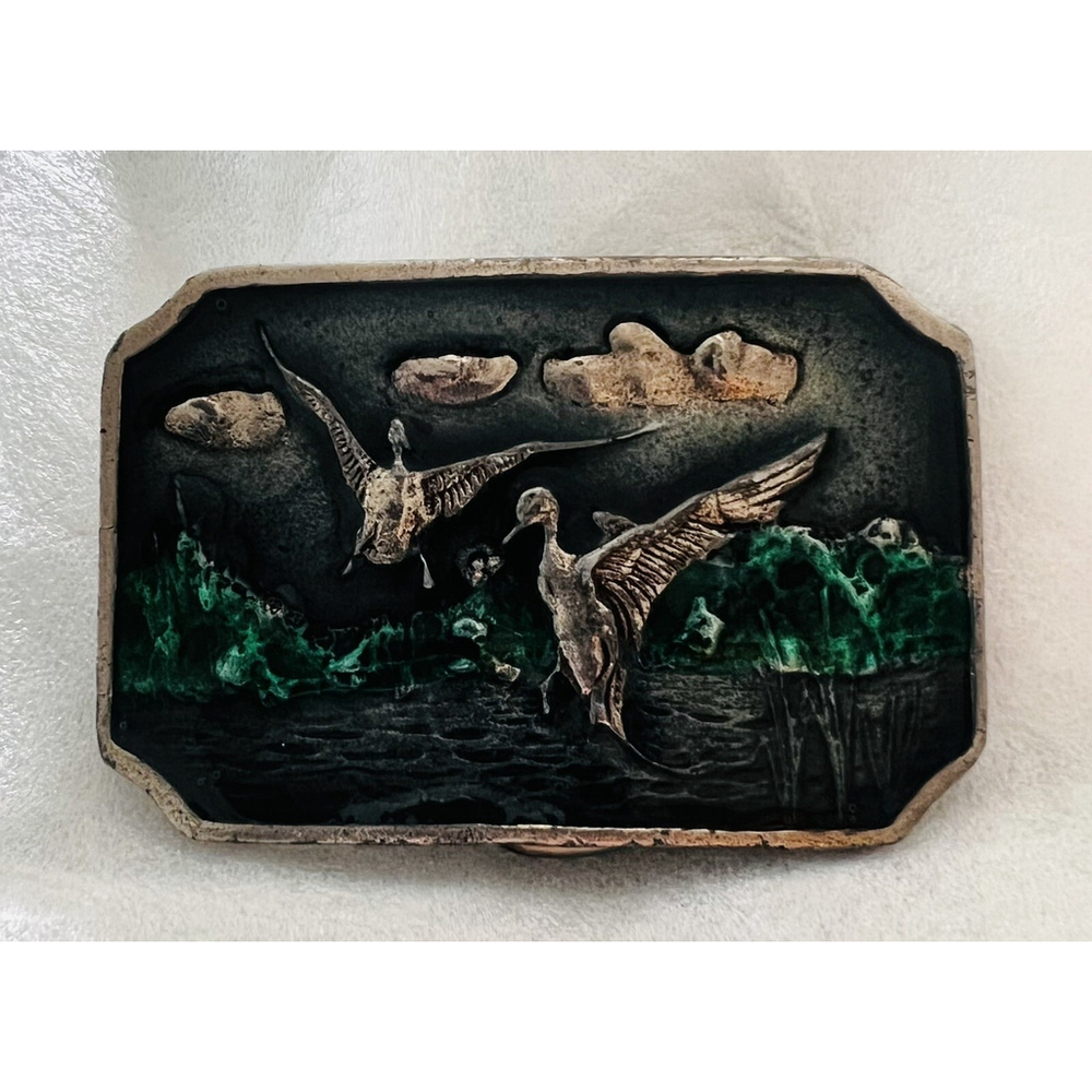 Vintage Two Flying Ducks Belt Buckle -Handmade And Numbered